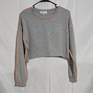Love J Gray Sweatshirt with Orange Stitching.